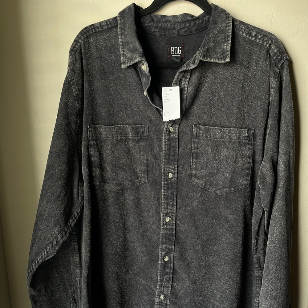 BDG Acid Dark Wash Flannel Button Down